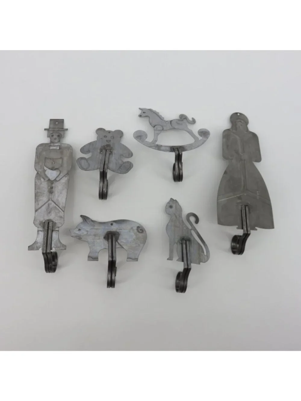 VTG Set of 6 Silver Tone Metal Amish Country Hanging Wall Hooks Grannycore Farm